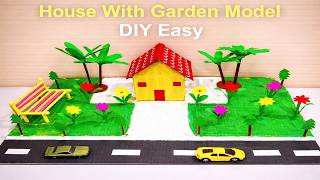 how to make small house making using cardboard with garden