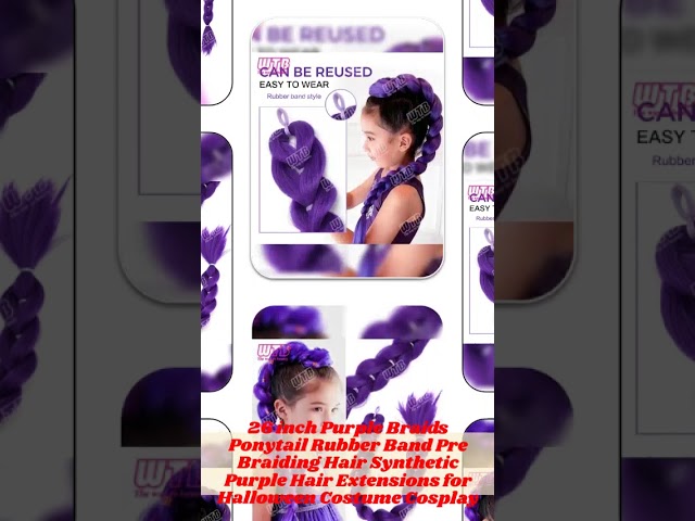 Vídeo relacionado con Pelo Morado para Trenzas, Extensión de Cabello Morado Largo de 66cm, para Trenzas y Pelucas, Fibra Sintética Resistente al Calor, Accesorio para Cosplay, Halloween, Fiesta Escénica