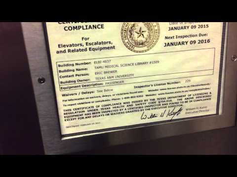 1984 Dover Hydraulic Elevator #2 at Vet Med Science Library at Texas A & M