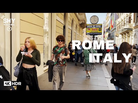 Via del Corso para a Escadaria Espanhola - Roma Itália 2023 - Passeio a pé 4K HDR 60fps