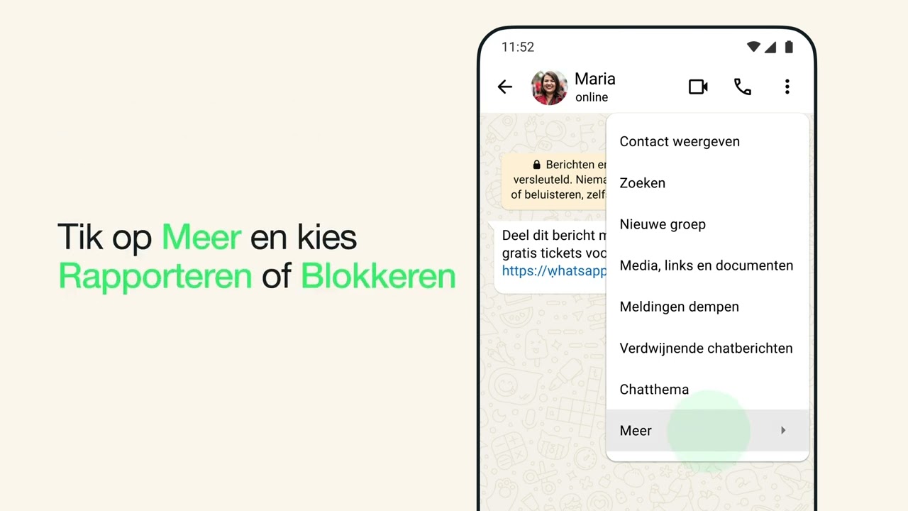 Een contact rapporteren en blokkeren (Android) | WhatsApp