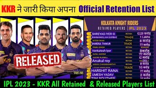 KKR ने जारी किया रिटर्न Release Players की Official List KKR All Retained & Released List | IPL 2023