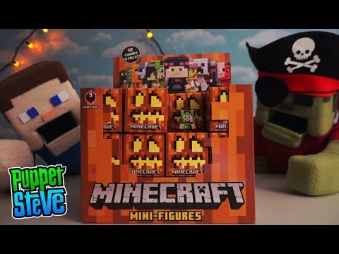Minecraft mini figures Series 9 blind box Spooky Halloween toys set unboxing Puppet Steve