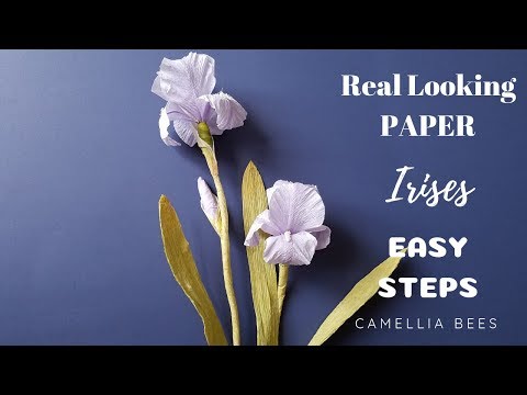 How to make paper iris flower from crepe paper - Easy and Realistic