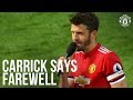 Manchester United's Michael Carrick thanks Old Trafford crowd after Watford win