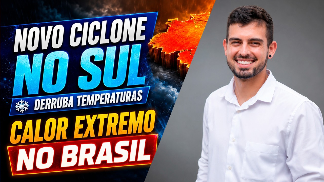 Ciclone derruba temperaturas no Sul. Calor extremo domina o  Brasil.