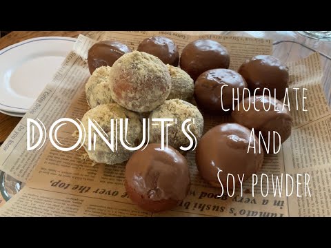 Delicious donuts! Chocolate and soy powder donuts.