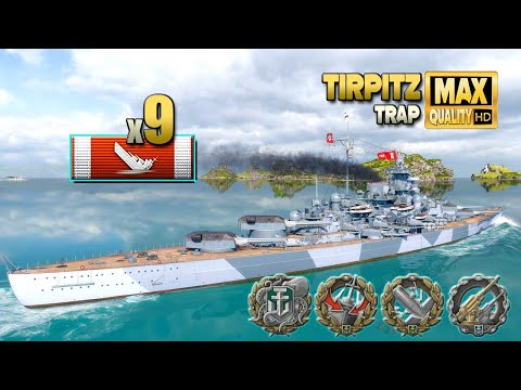 Fantastic Tirpitz with 9 destroyed ships - World of Warships