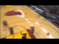 Dwyane Wade blocks Carlos Boozer's fadeaway into stands vs Bulls 3.6.11 (HD)