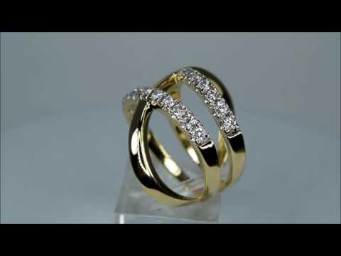 14K Yellow Gold Diamond Crossover Ring Band Sz 8.5