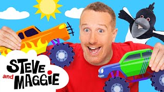Steve and Maggie Monster Truck Troubles for Kids | Healthy Food Picnic for Steve | Wow English TV