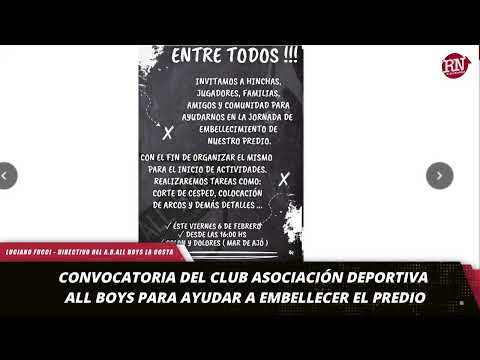La Asociación Deportiva All Boys de La Costa convoca a una jornada de embellecimiento  del predio