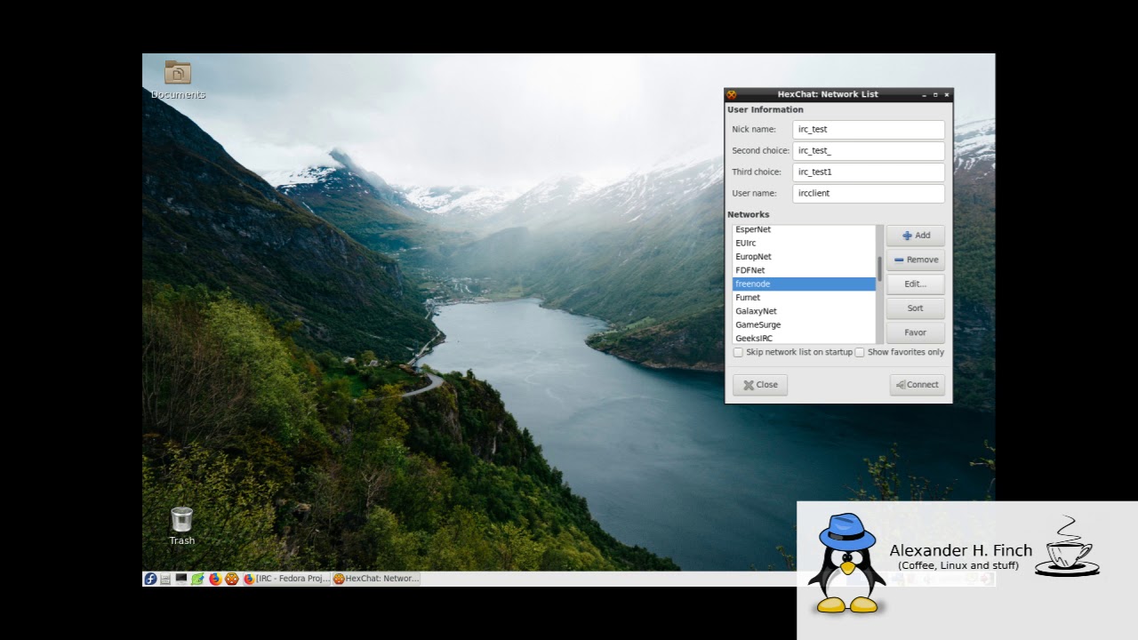 Join #fedora (irc channel) using HexChat