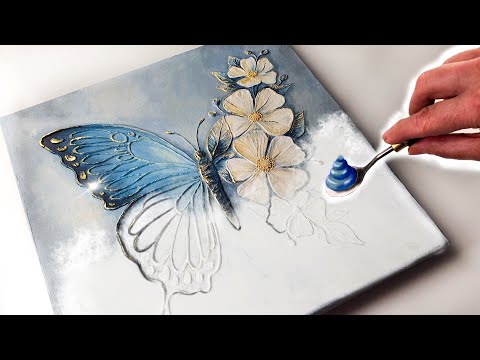 Texture Paste MASTERCLASS 🦋 Butterfly + Flower Art (Step by Step) | AB Creative Tutorial