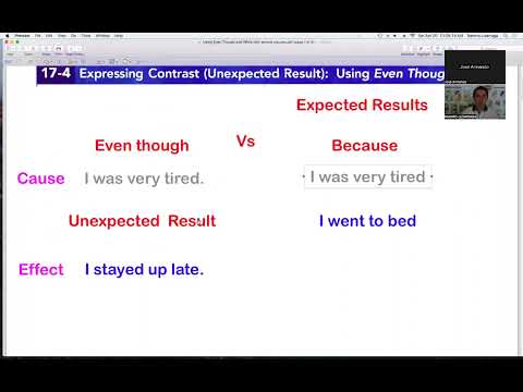 Even though to express contrast