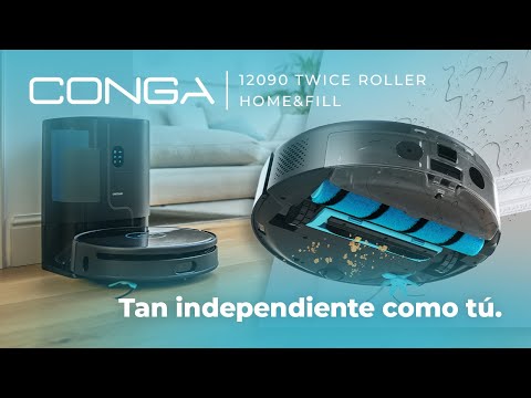 Robot aspirador y friegasuelos Conga 12090 Twice Roller Home&Fill con autovaciado de polvo y agua.