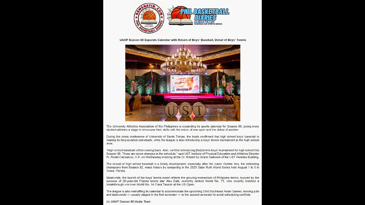 UAAP: Boys' baseball and tennis to be added to season 88 calendar