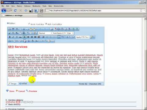 DotNetNuke Tutorial, SEO and the HTML Editor, best practices - Video #97