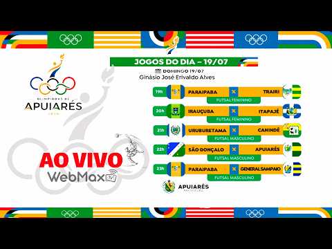 FUTSAL AO VIVO | 41ª OLIMPÍADAS DE APUIARÉS 2026 | JOGOS DE DOMINGO – 19 DE JULHO