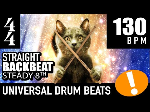 Play Too! 4/4 Backbeat - Straight - Steady 8th [130 BPM] Universal Drum Beat Backing Track