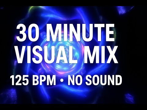 30 Minute Techno Visual Mix | Trippy Neon Effects Synced to 125 BPM | No Sound VJ Loops