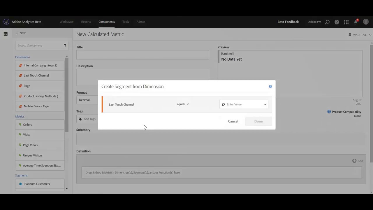 Using Dimensions in Calculated Metrics
