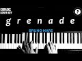 Bruno Mars - Grenade Karaoke LOWER KEY Slowed Acoustic Piano Instrumental Cover [MALE KEY]
