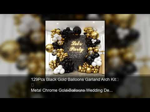 129Pcs Black Gold Balloons Garland Arch Kit Metal Chrome Gold Balloons Wedding Decor Birthday P