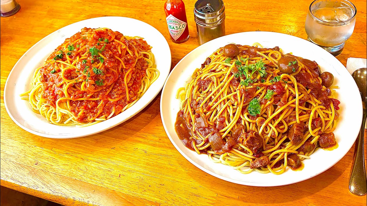 【愛知デカ盛り】特製ビーフカレーソーススパ大盛ソースW・ミートソーススパゲティ大盛ソースW/カフェレストシエン【愛知県愛西市大井町五川東】