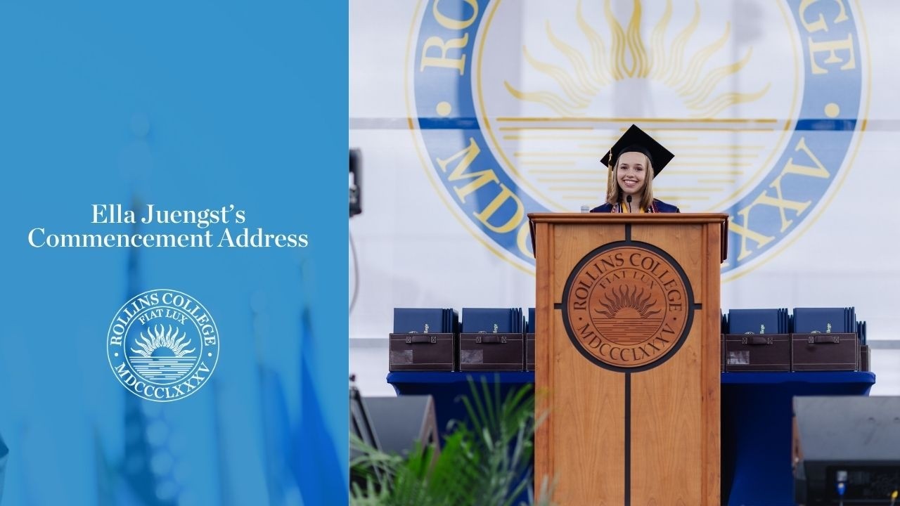 Valedictorian Ella Juengst ’26 giving her commencement address