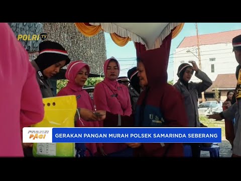 POLSEK SAMARINDA SEBERANG GELAR GERAKAN PANGAN MURAH DAN BAGIKAN 200 BENDERA MERAH PUTIH
