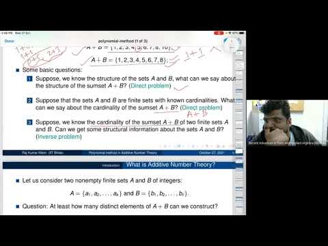 KA-10: Dr. Raj Kumar Mistri (IIT Bhilai): Polynomial method in Additive Number Theory