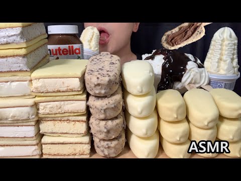 ASMR MAGNUM WHITE CHOCOLATE ICE CREAM DESSERT MUKBANG NUTELLA es krim sorveteアイスクリーム매그넘 초콜릿 아이스크림 먹방
