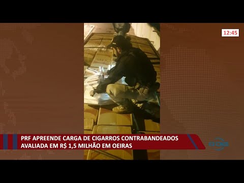 PRF apreende carga de cigarros contrabandeados avaliada em R$ 1,5 MilhaÌƒo em Oeiras 07 10 2021