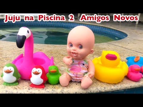 Juju na Piscina 2! Amiguinhos Novos! #tiacriskids #BonecaJuju #momentodacriança