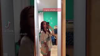 Sexy tiktok babe in black stunning lingerie