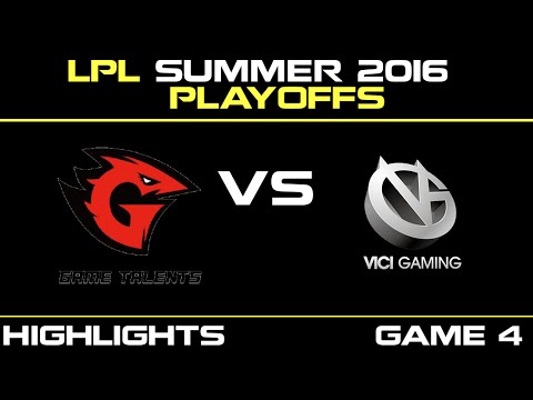 GT vs VG Game 4 Highlights Tencent LPL Summer Playoffs 2016 Game Talents vs Vici Gaming