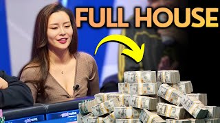 POKER QUEEN Makes a FULL HOUSE and Wins Massive Pot at Cash Game