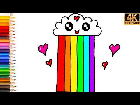 SEVİMLİ GÖKKUŞAĞI RESMİ ÇİZİMİ 🌈 BULUT-GÖKKUŞAĞI NASIL ÇİZİLİR KOLAY ☁️ RESİM ÇİZME 😍 KOLAY ÇİZİMLER