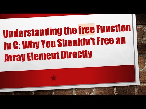 Understanding the free Function in C: Why You Shouldn't Free an Array Element Directly