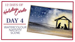 Watercolour Nativity Scene - Day 4 Of 12 Days Of Holiday Cards