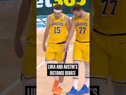 MINE WAS FURTHER | Luka and Austin had a half-court competition... IN-GAME #lakers