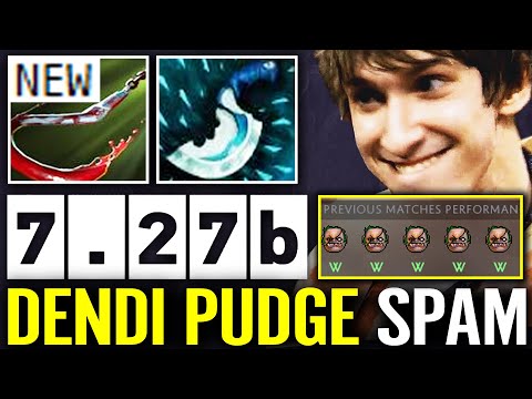 7.27b DENDI PUDGE NEW UPDATE SPAM! Amazing Blink Hook Forever Legend Butcher Fun Dota 2 Pro Gameplay