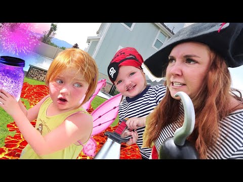PiRATE vs FAiRY - Backyard Magic Battle!!  Niko & Mom make Floor is Lava for Adley’s Hidden Gold ☠️