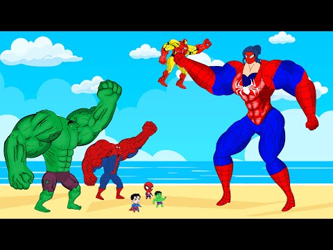 Team Hulk & IronMan, SpiderMan Vs Evolution Of MUSCLE- SPIDER GIRL: Who Is The King Of Super Heroes
