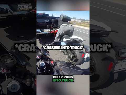 Biker Runs Into TRUCK 🤯