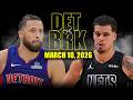 Detroit Pistons Vs Brooklyn Nets Full Game Highlights March 10 2026 NBA Season