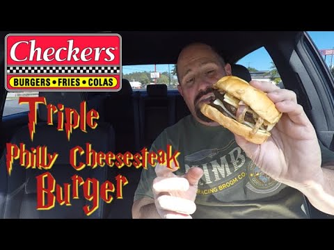Checker's New Triple Philly Cheesesteak Burger Review...