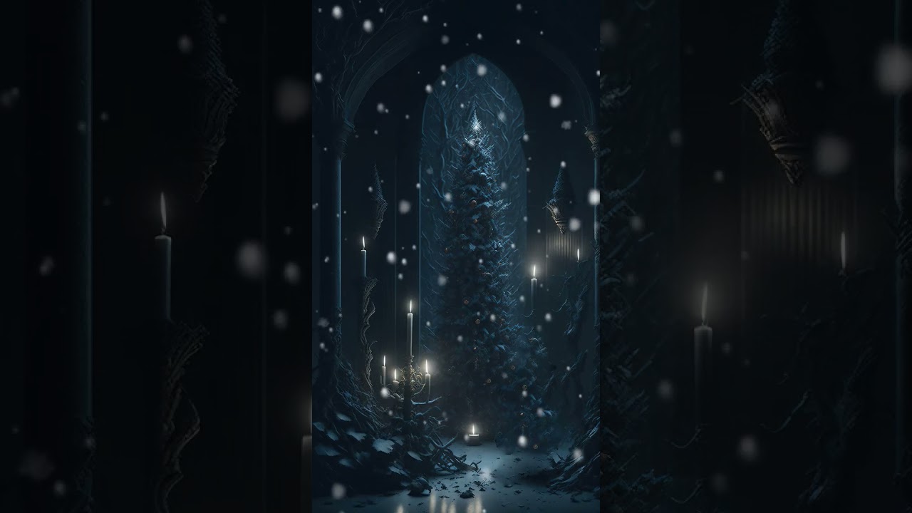 Dark Gothic Christmas | Snowfall | Snowing | Christmas Tree | AI Art