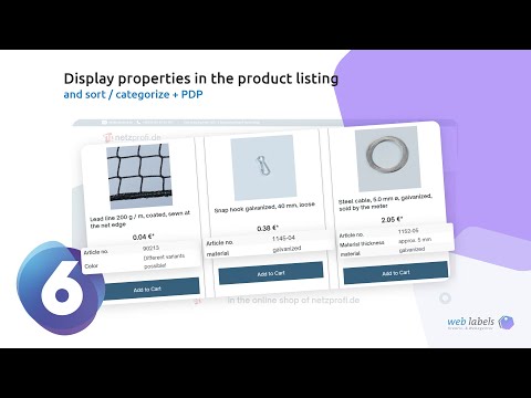Shopware 6 plugin: Display properties in the product listing and sort / categorize + PDP